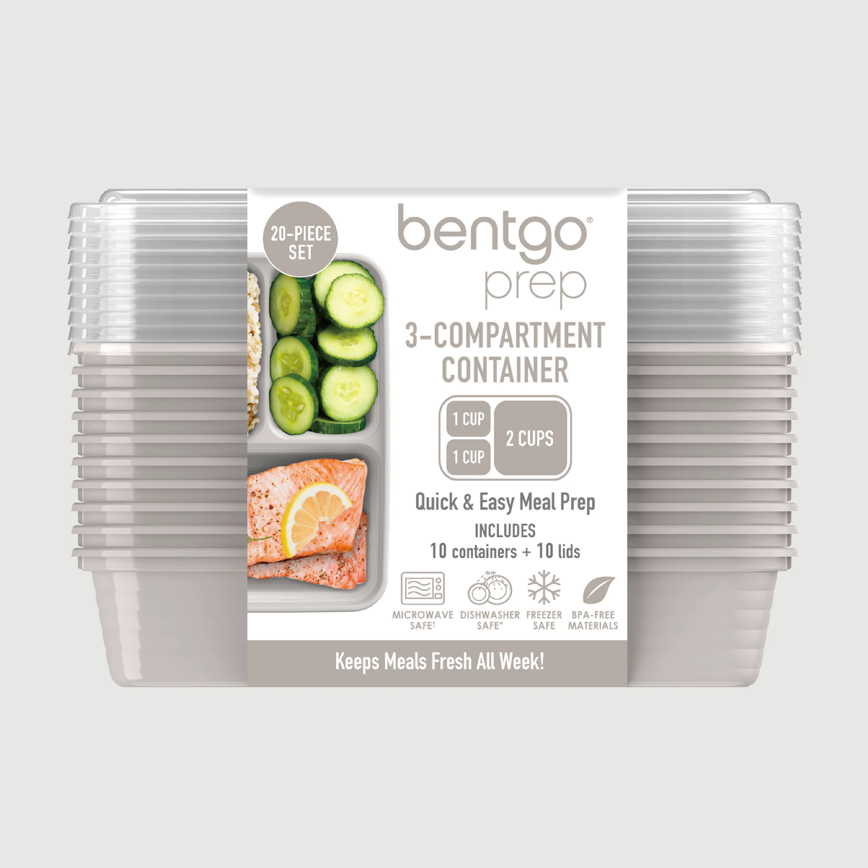 Bentgo Prep 3-Compartment Meal Prep Containers (20-Piece) - Image 32
