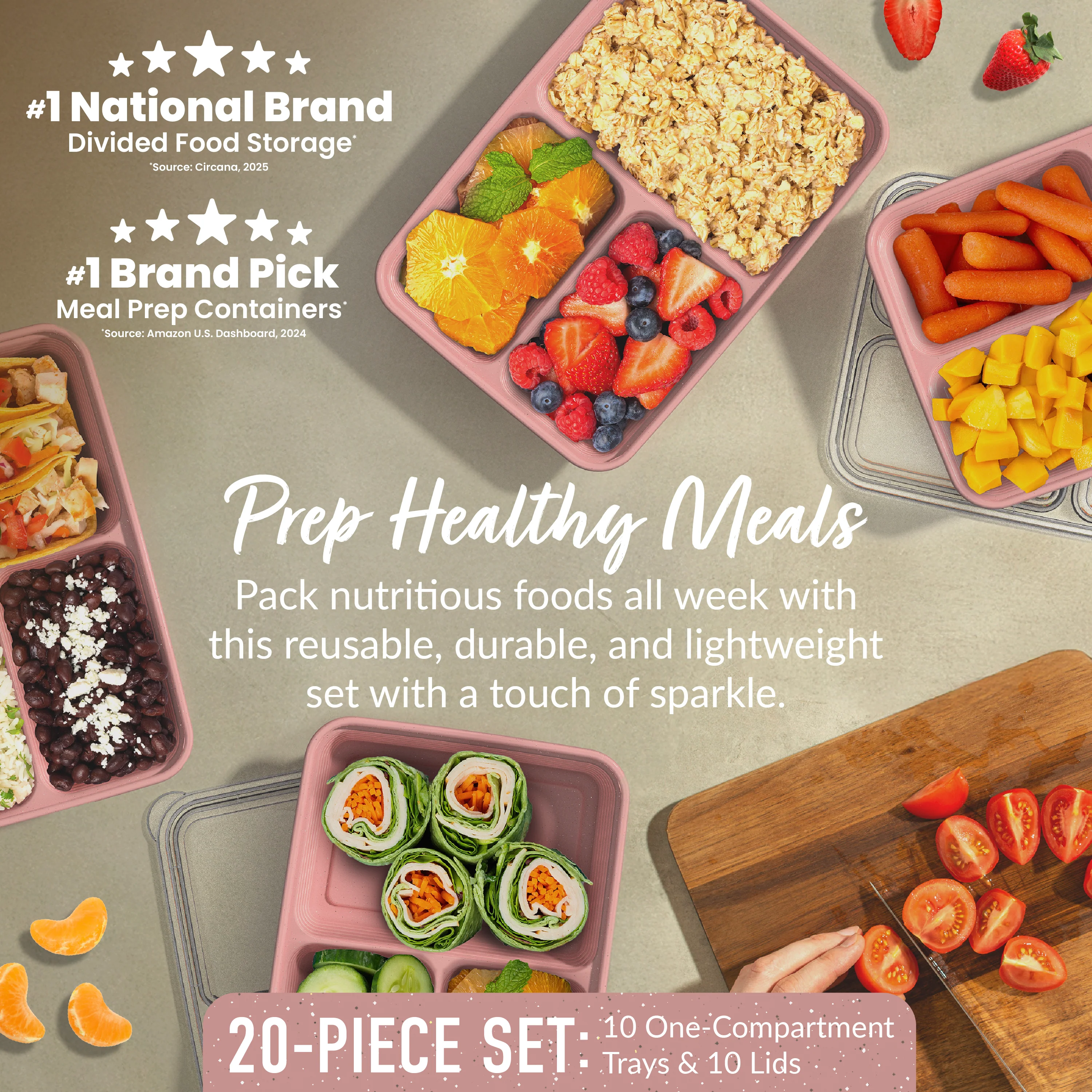 Bentgo Prep 3-Compartment Meal Prep Containers (20-Piece) - Image 34