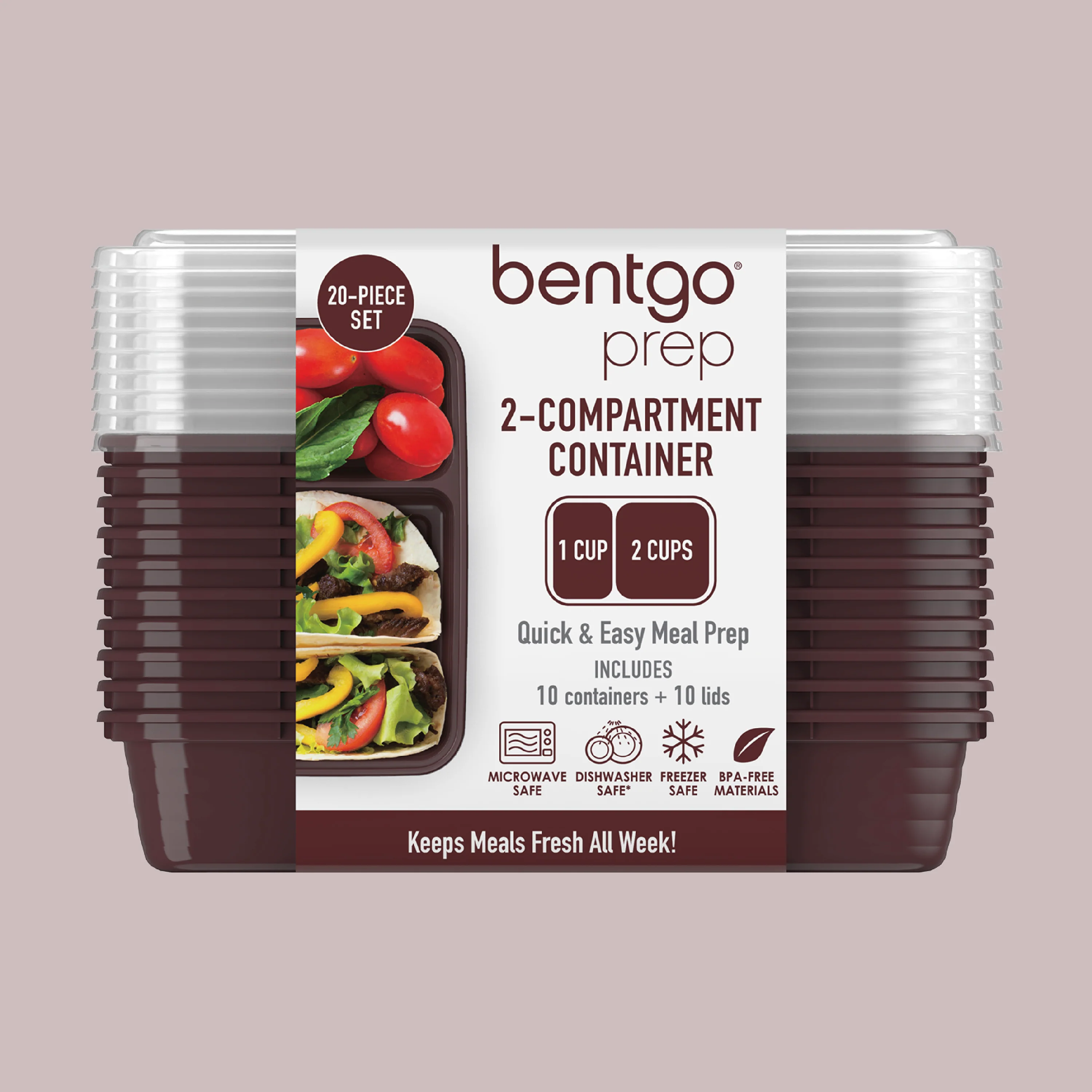 Bentgo Prep 2-Compartment Meal Prep Containers (20-Piece) - Image 16