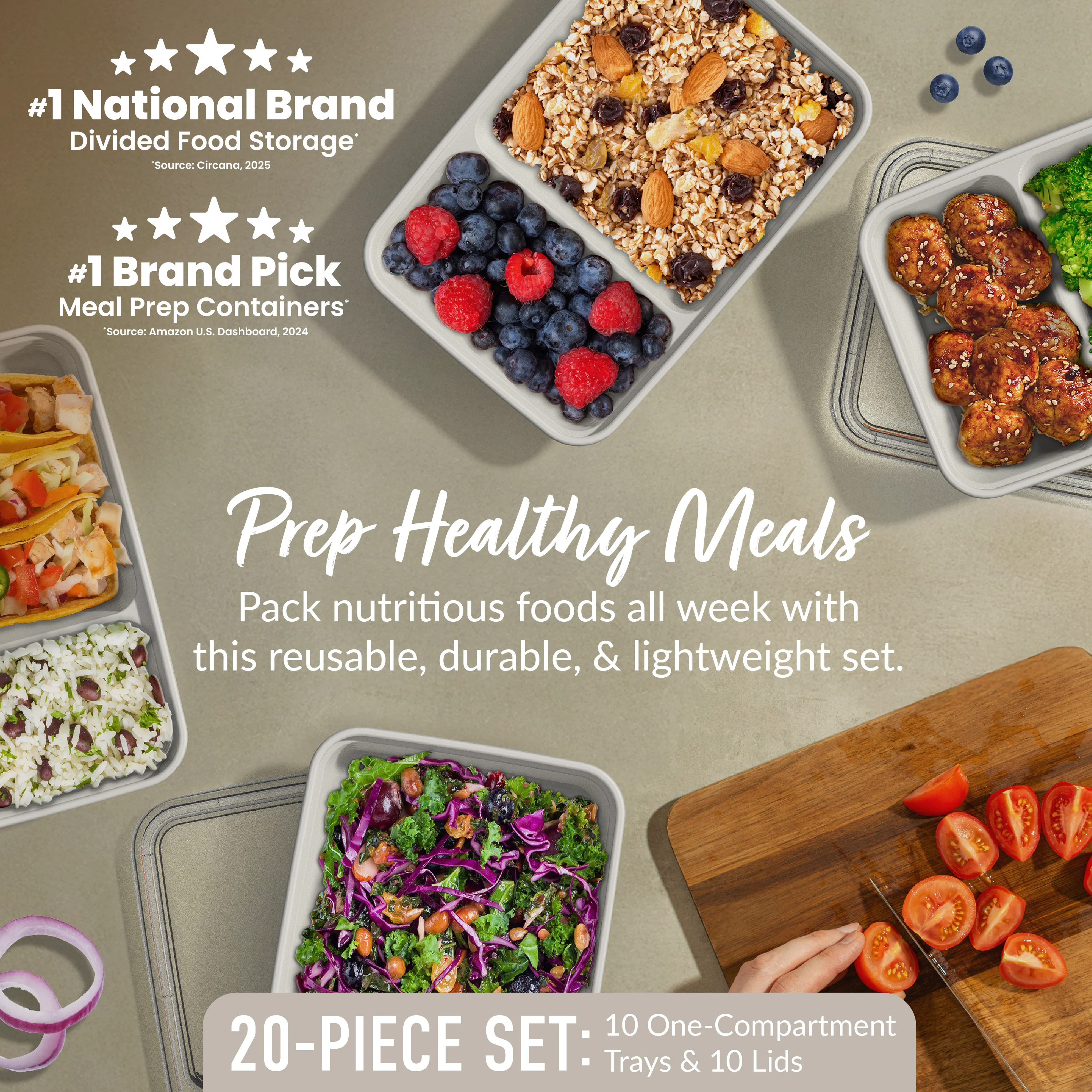 Bentgo Prep 2-Compartment Meal Prep Containers (20-Piece) - Image 58