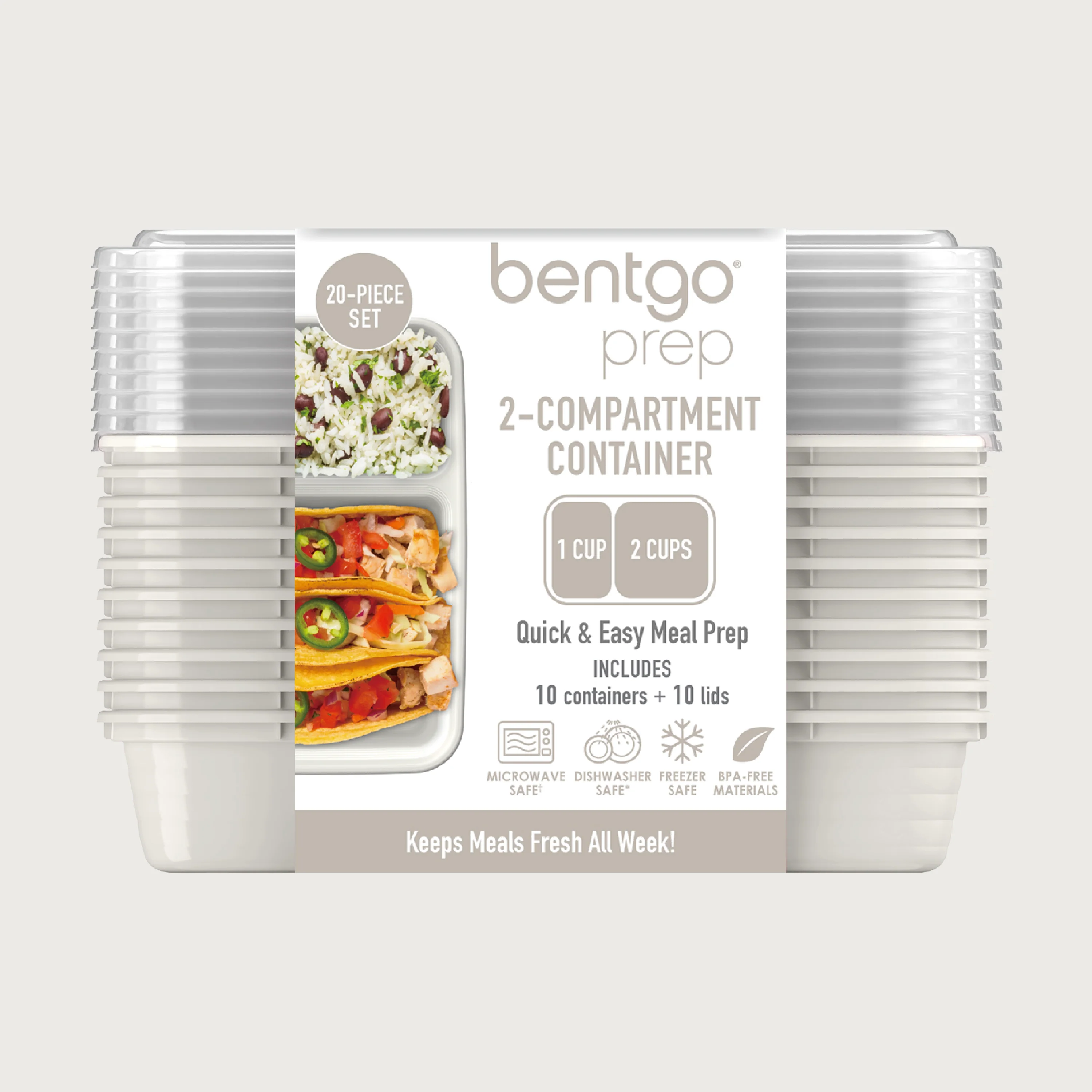 Bentgo Prep 2-Compartment Meal Prep Containers (20-Piece) - Image 64